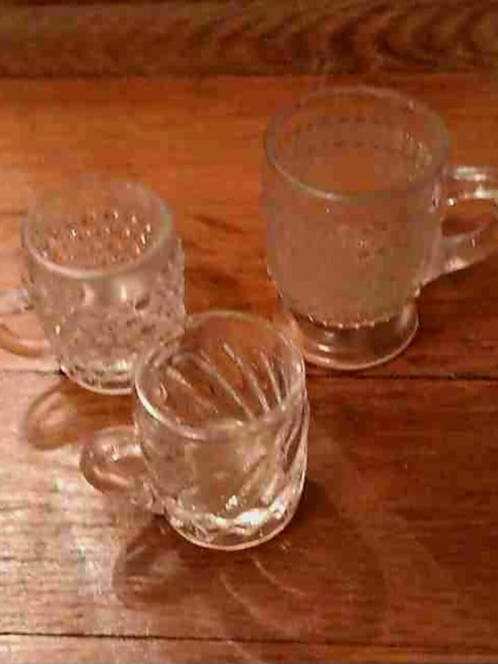 ANTIQUE Miniature Cut Glass Mugs or Shot Glasses - Lot of 3